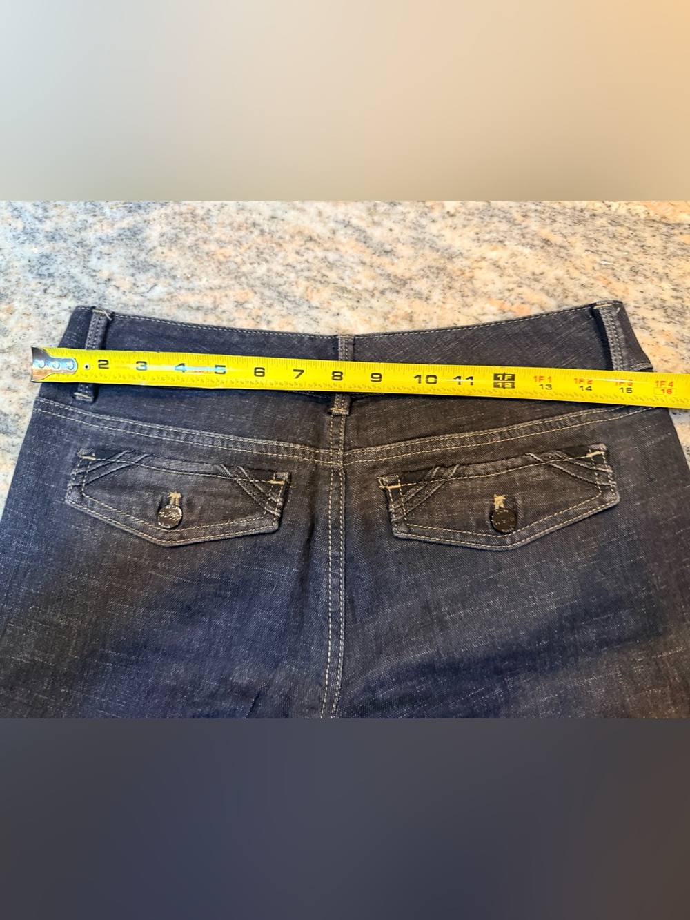 White House Black Market Noir Trouser Leg Jeans Size 4S Dark Wash Wide Leg Denim - Picture 6 of 15